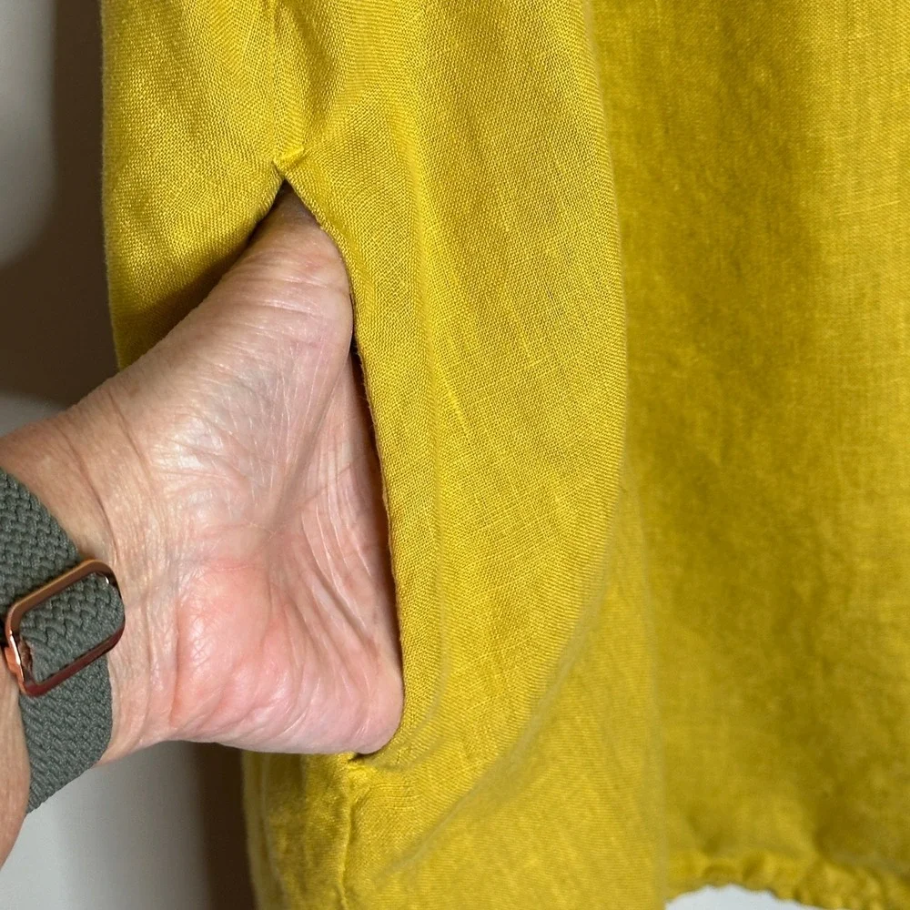 Stella Carakasi Natural Lux‎ Linen Summerfield Cactus Tunic Top XXL Pockets - Picture 8 of 13